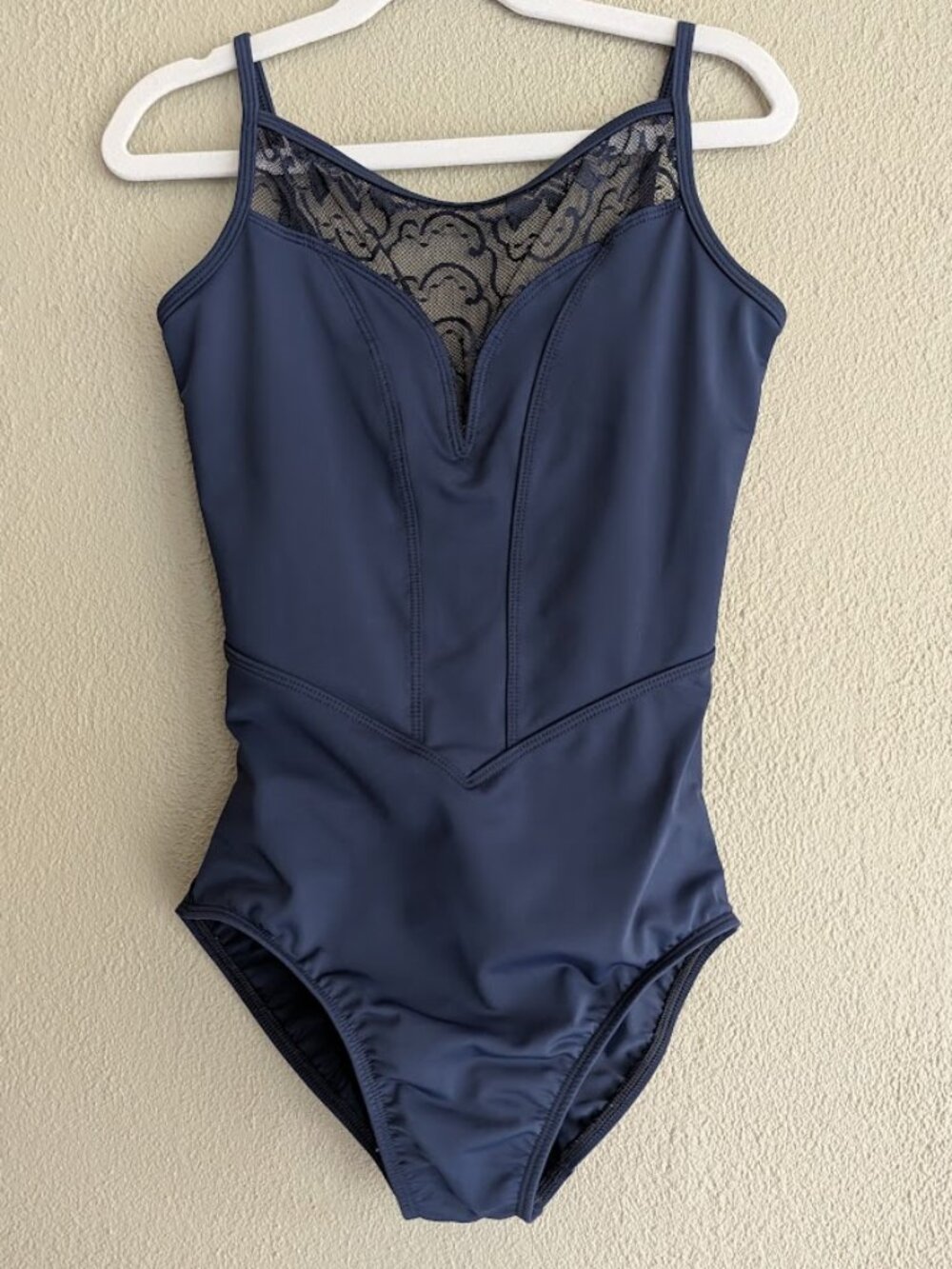 Danse de Paris De La Nuit Midnight Navy Lace Corset Leotard Size 8 / AXS